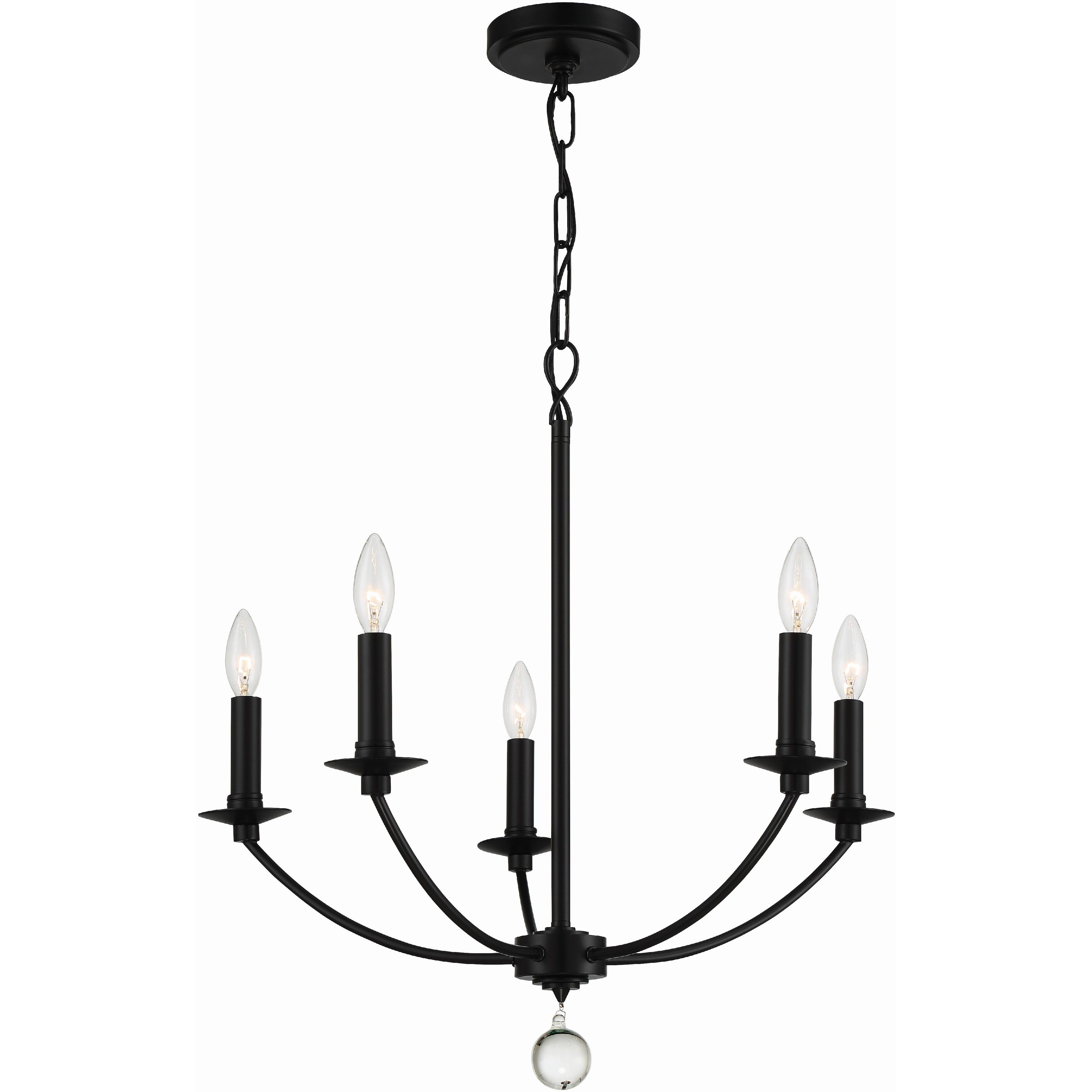 Mila 5 Light 23 inch Black Chandelier Ceiling Light