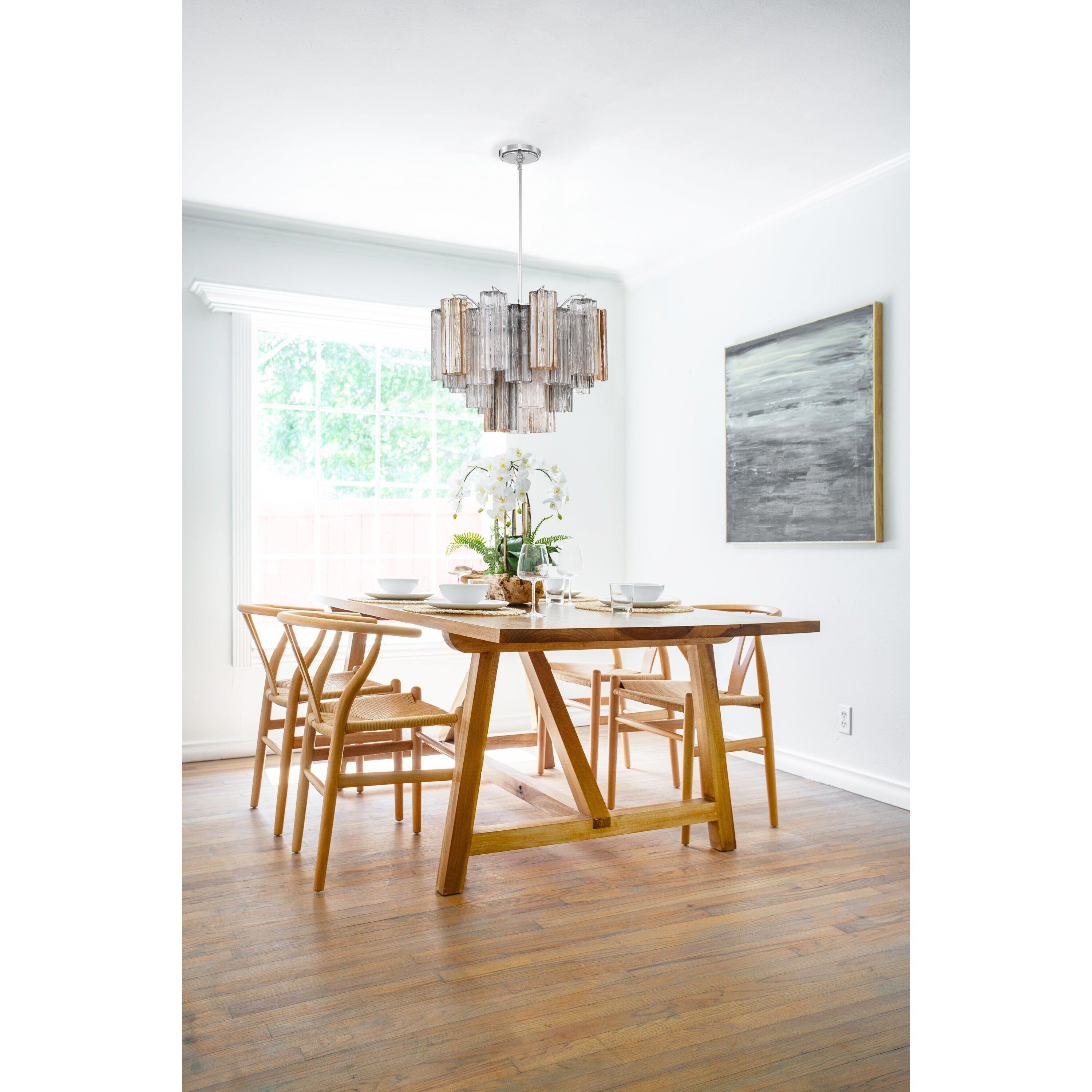 Addis 9 Light 22 inch Polished Chrome Chandelier Ceiling Light in Tronchi Glass Autumn