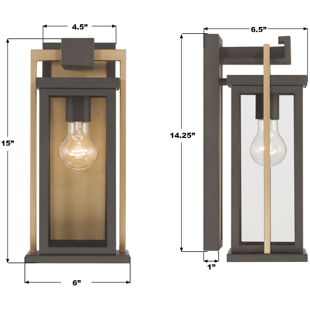 Lendel 1 Light 15 inch Twilight Bronze and Textured Gold Outdoor Sconce
