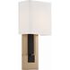 Brent Bath Sconce Wall Light in Vibrant Gold and Black Forged