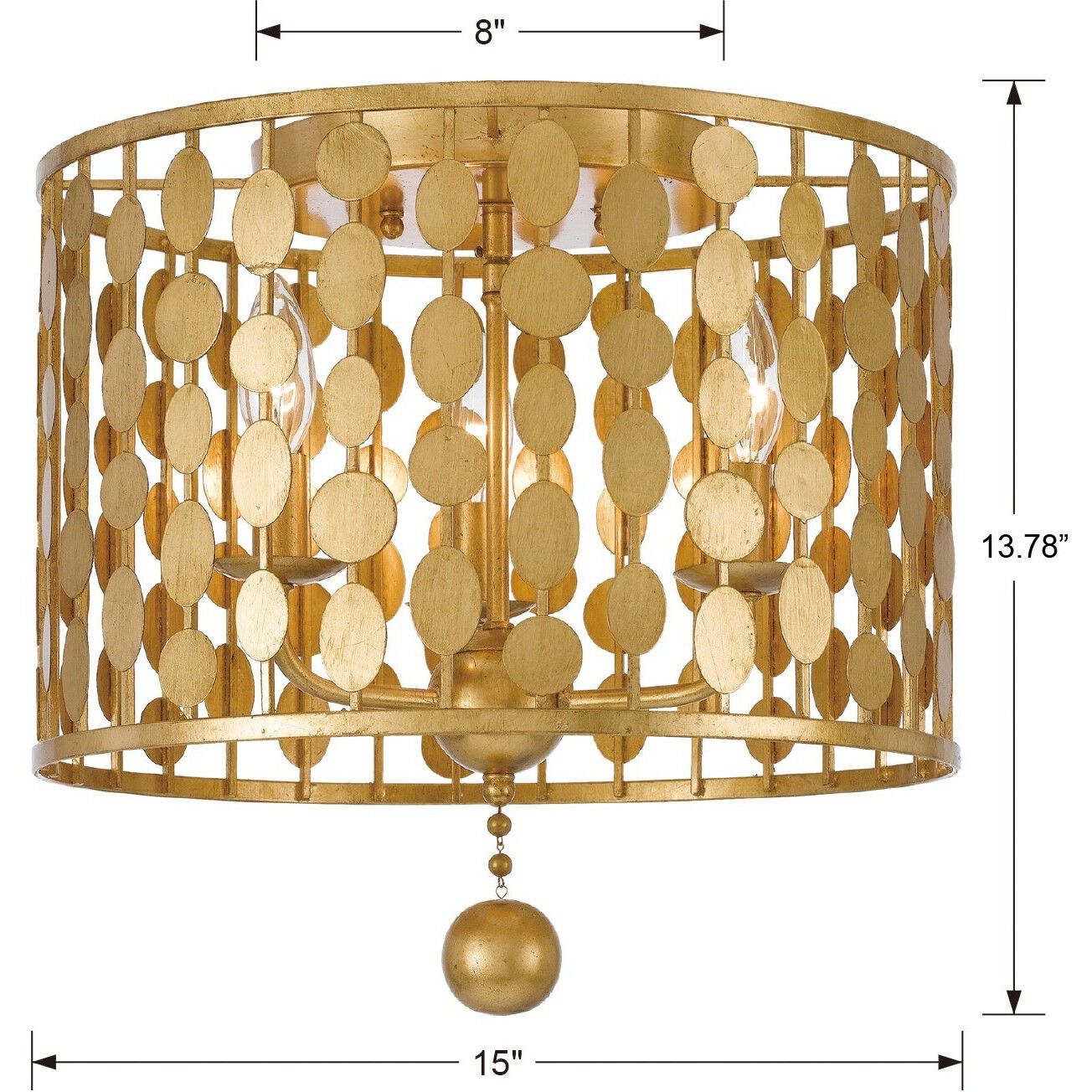 Layla 3 Light 15 inch Antique Gold Flush Ceiling Light