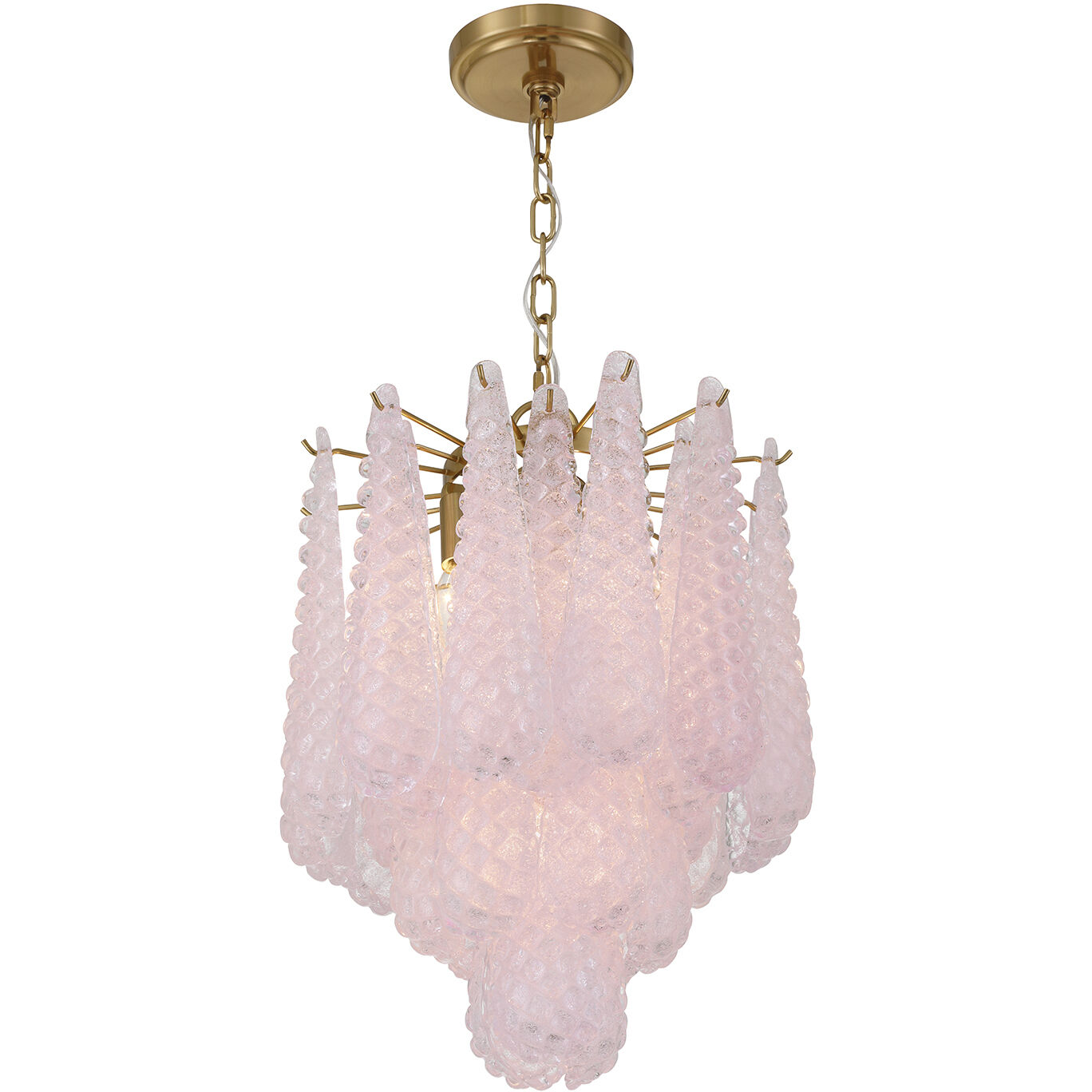 Ollie 4 Light 14.25 inch Aged Brass Chandelier Ceiling Light in Sand Glass Blush