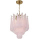 Ollie 4 Light 14.25 inch Aged Brass Chandelier Ceiling Light in Sand Glass Blush
