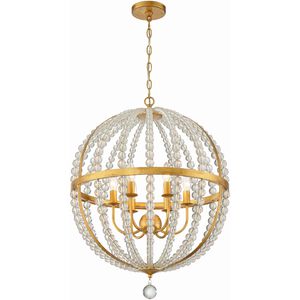 Roxy 6 Light 22 inch Antique Gold Chandelier Ceiling Light