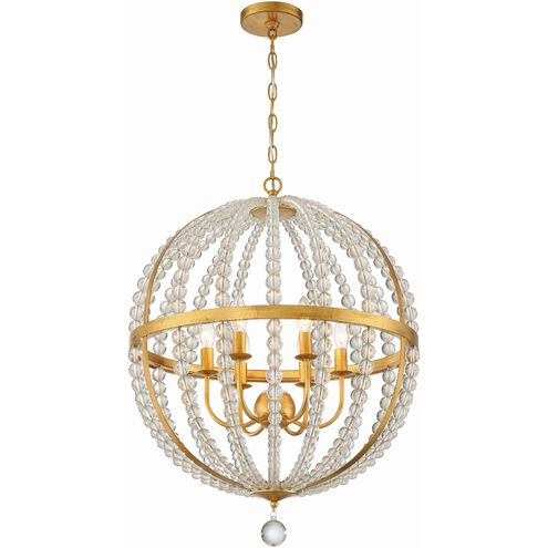 Roxy 6 Light 22 inch Antique Gold Chandelier Ceiling Light