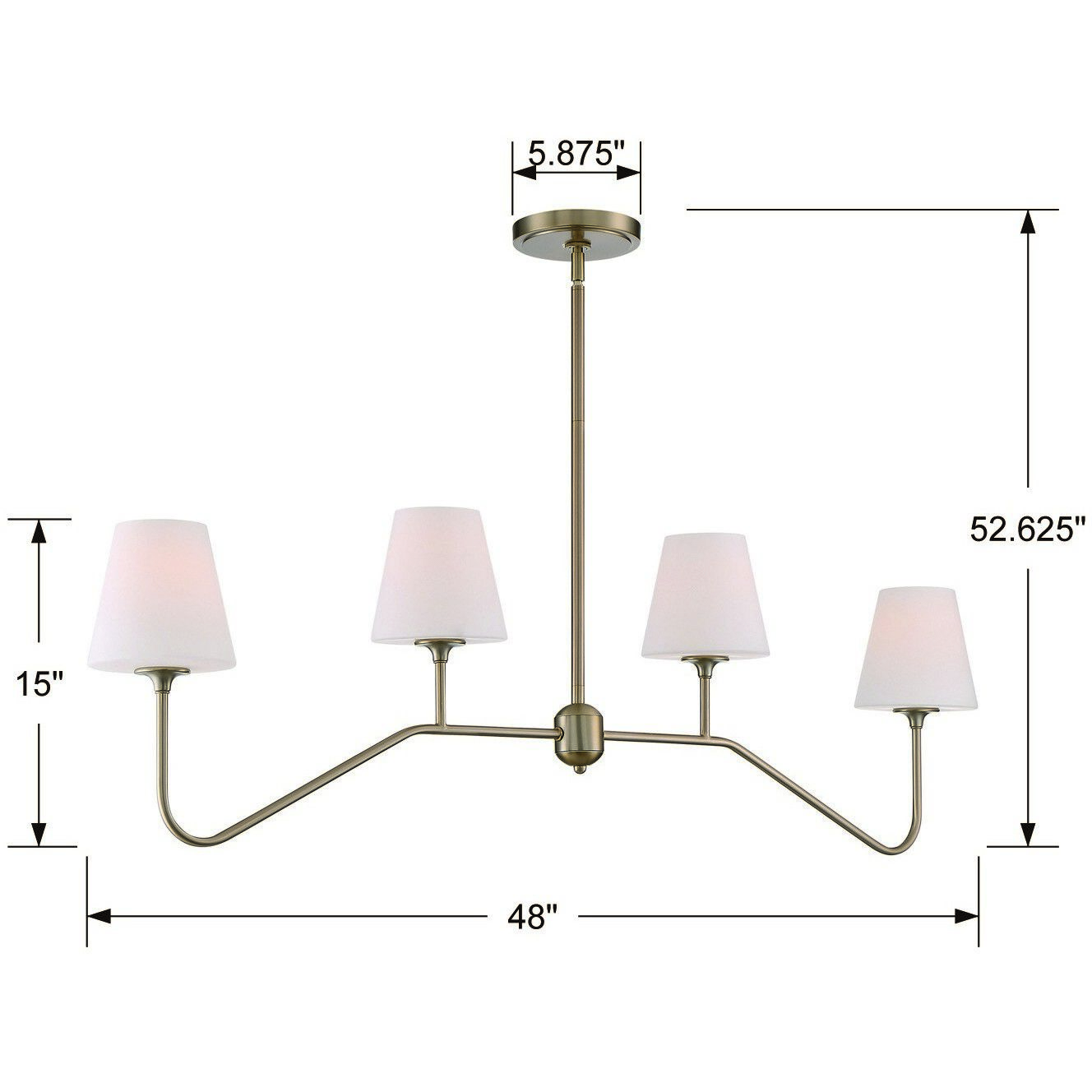 Keenan 4 Light 48 inch Vibrant Gold Linear Chandelier Ceiling Light