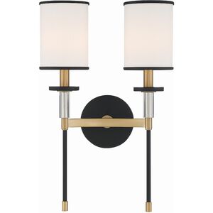 Hatfield 2 Light 12 inch Black Forged and Vibrant Gold Wall Sconce Wall Light