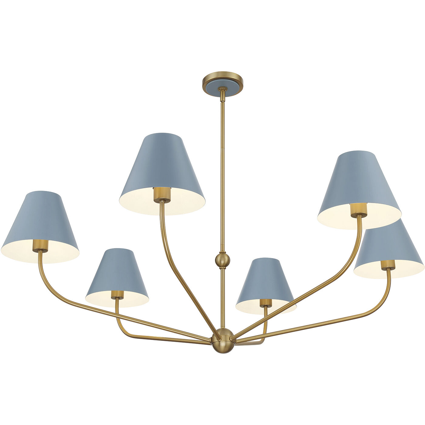 Xavier 6 Light 48 inch Vibrant Gold Chandelier Ceiling Light in Vibrant Gold and Blue