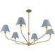 Xavier 6 Light 48 inch Vibrant Gold Chandelier Ceiling Light in Vibrant Gold and Blue