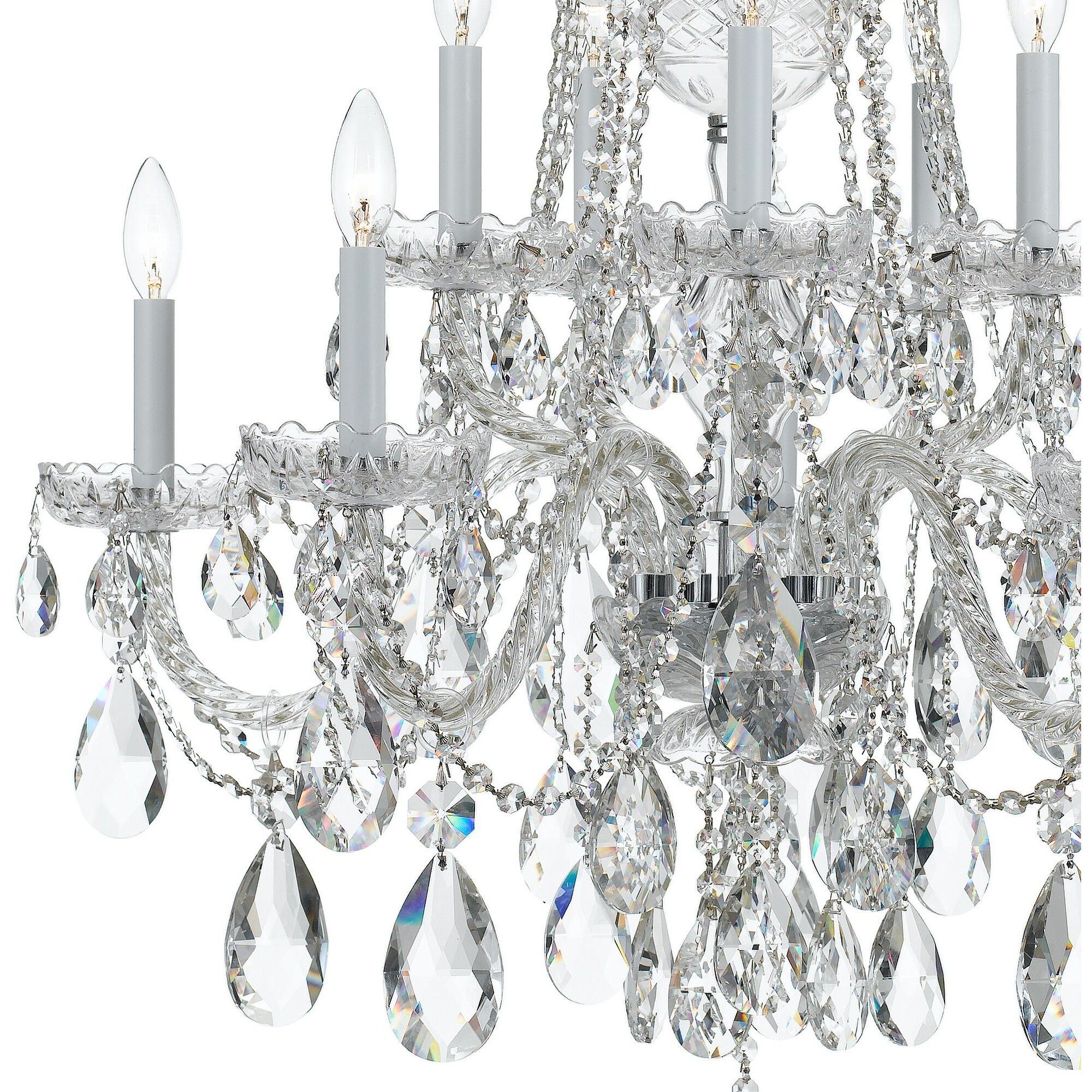 Traditional Crystal 10 Light 32 inch Polished Chrome Chandelier Ceiling Light in Clear Hand Cut