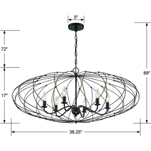 Zucca 6 Light 38.25 inch English Bronze and Antique Gold Chandelier Ceiling Light