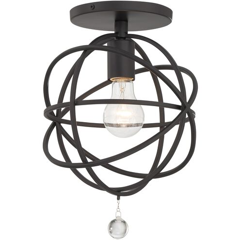 Solaris 1 Light 9 inch Black Semi Flush Ceiling Light