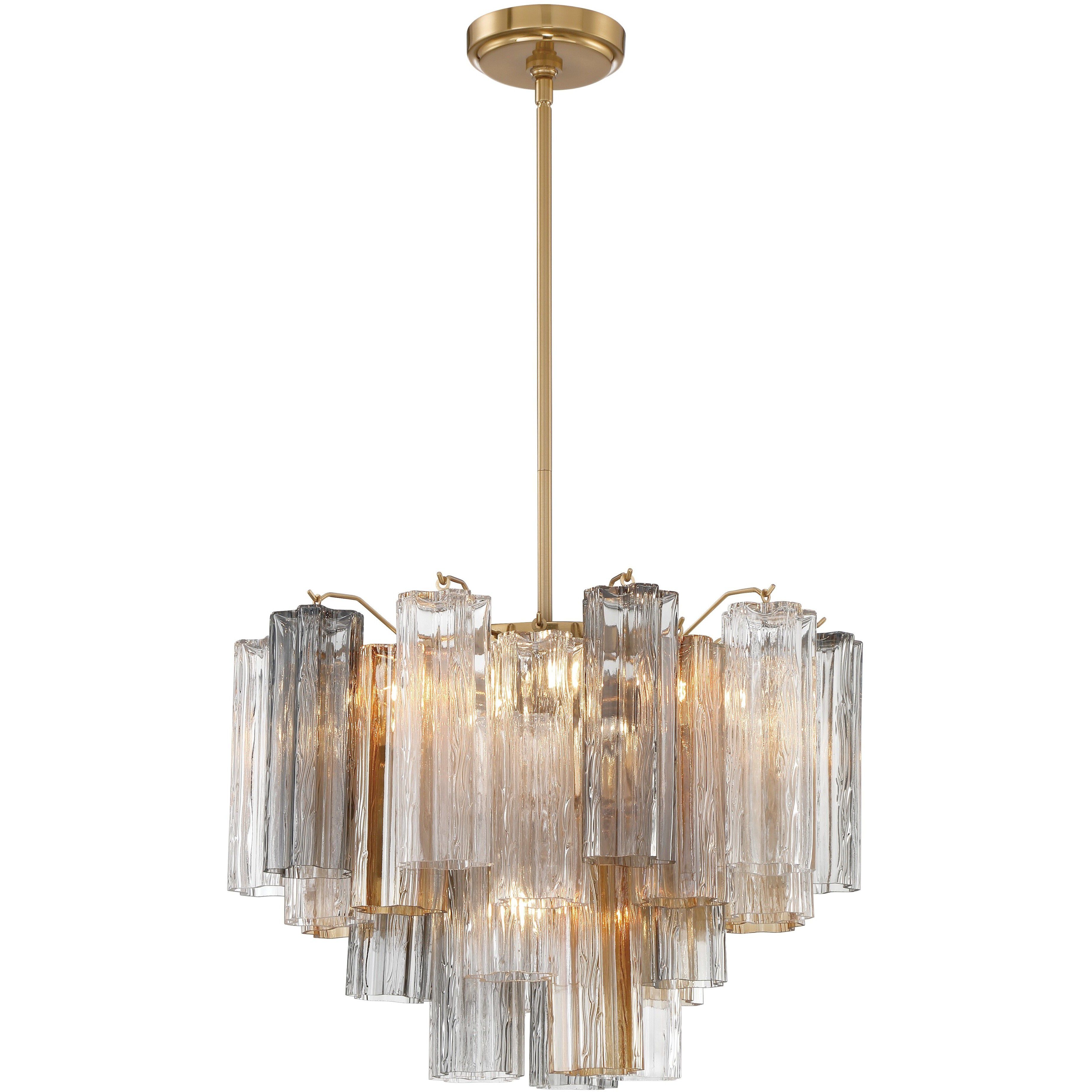 Addis 6 Light 19.75 inch Aged Brass Chandelier Ceiling Light in Tronchi Glass Autumn