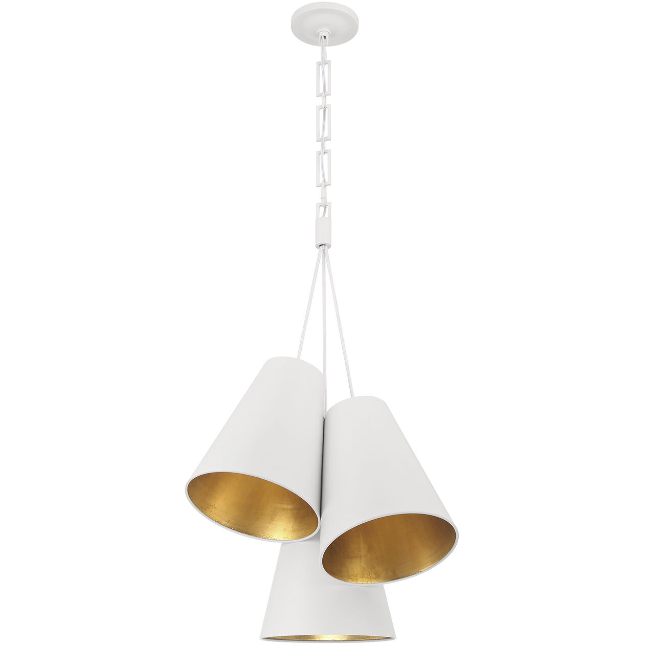 Alston 3 Light 20 inch Matte White/Antique Gold Pendant Ceiling Light in Matte White and Antique Gold