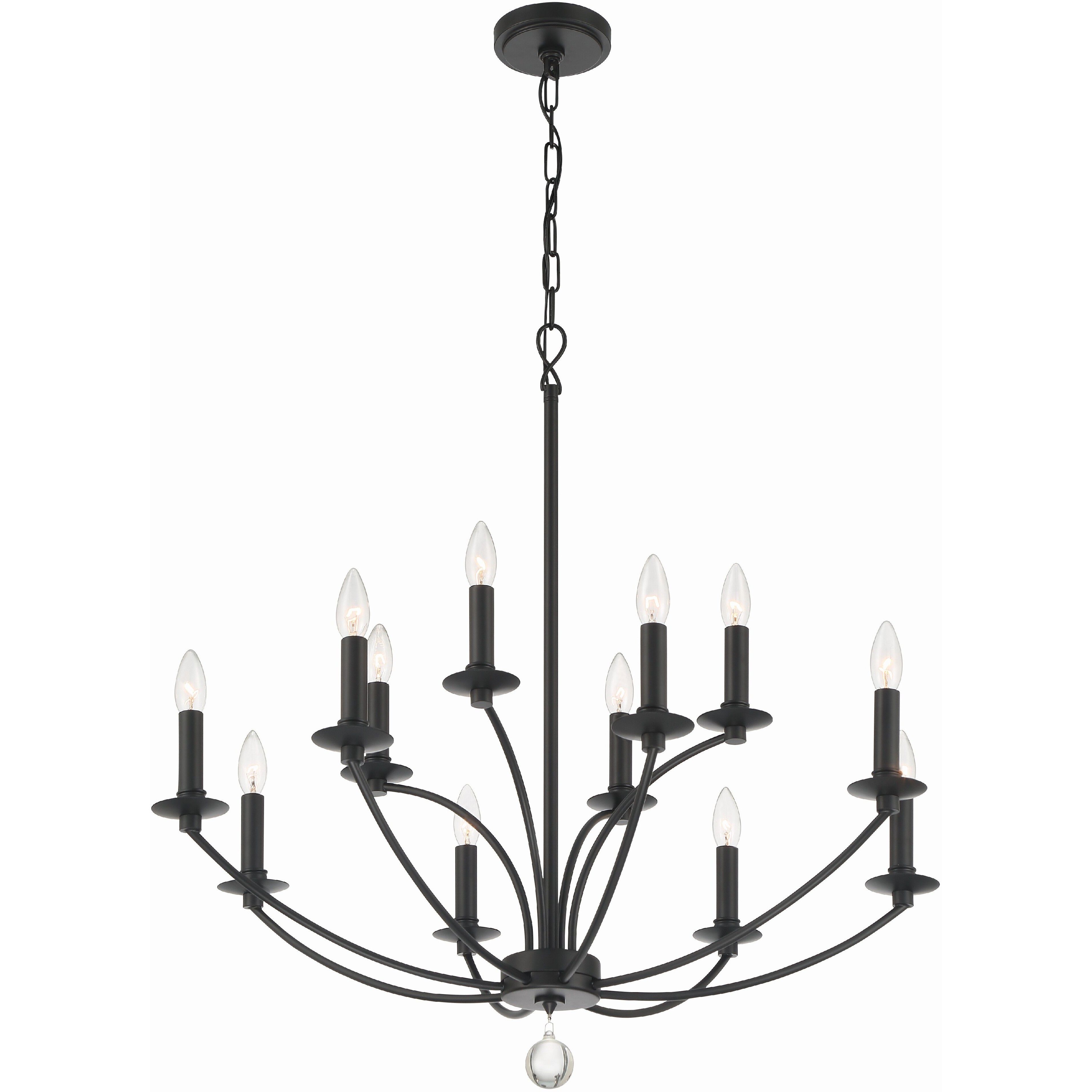 Mila 12 Light 32 inch Black Chandelier Ceiling Light