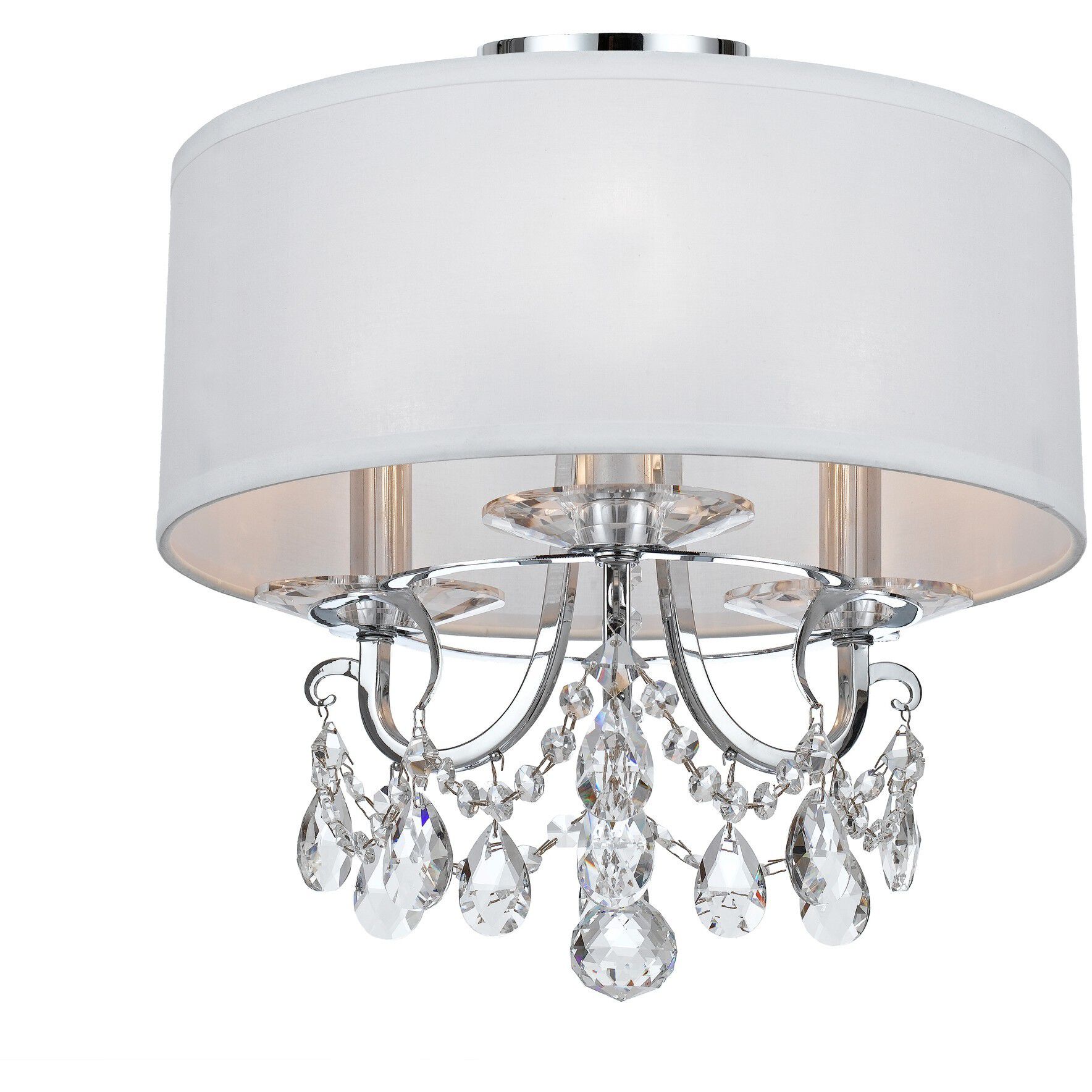 Othello 3 Light 14 inch Polished Chrome Semi Flush Ceiling Light