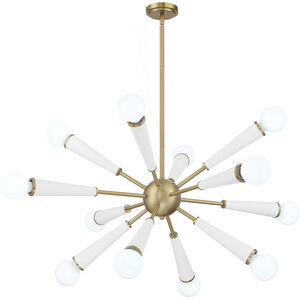 Zodiac 12 Light 34 inch Aged Brass and Matte White Chandelier Ceiling Light