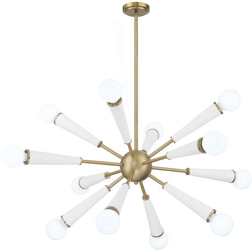 Zodiac 12 Light 34 inch Aged Brass and Matte White Chandelier Ceiling Light