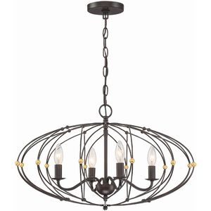 Zucca 4 Light 25 inch English Bronze and Antique Gold Chandelier Ceiling Light