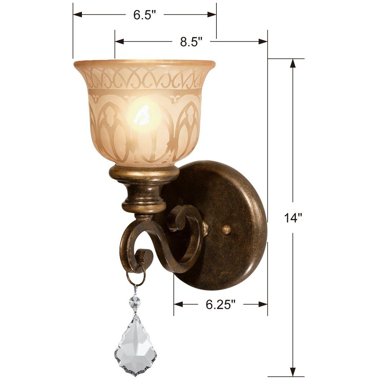 Norwalk Bath Sconce Wall Light in Clear Hand Cut
