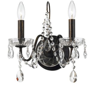 Butler 2 Light 13 inch English Bronze Sconce Wall Light in Clear Hand Cut