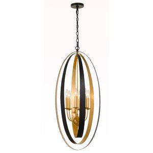 Luna 6 Light 16 inch English Bronze with Antique Gold Chandelier Ceiling Light
