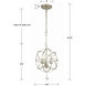 Solaris 3 Light 12.5 inch Olde Silver Mini Chandelier Ceiling Light