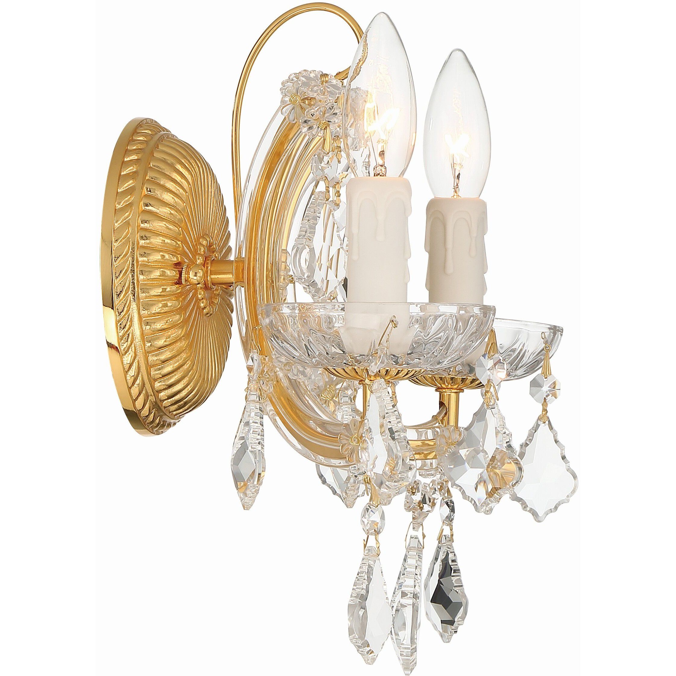 Maria Theresa Sconce Wall Light in Clear Hand Cut, Gold