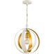 Luna 1 Light 12 inch Matte White and Antique Gold Mini Pendant Ceiling Light