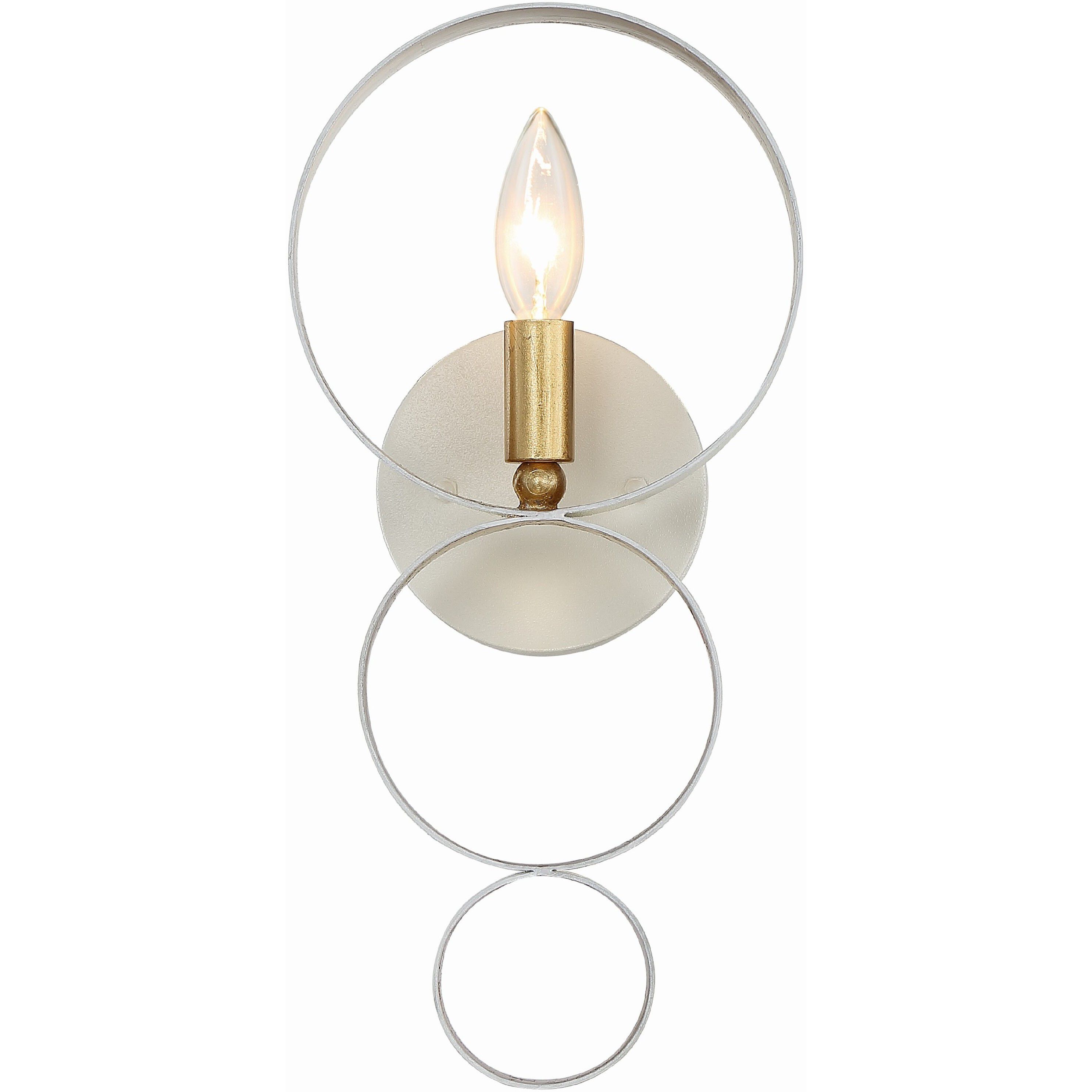 Luna Bath Sconce Wall Light in Matte White and Antique Gold