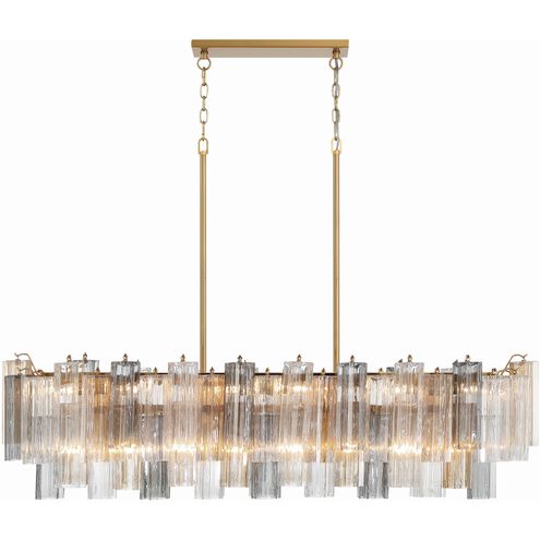 Addis 14 Light 51.75 inch Aged Brass Chandelier Ceiling Light in Tronchi Glass Autumn