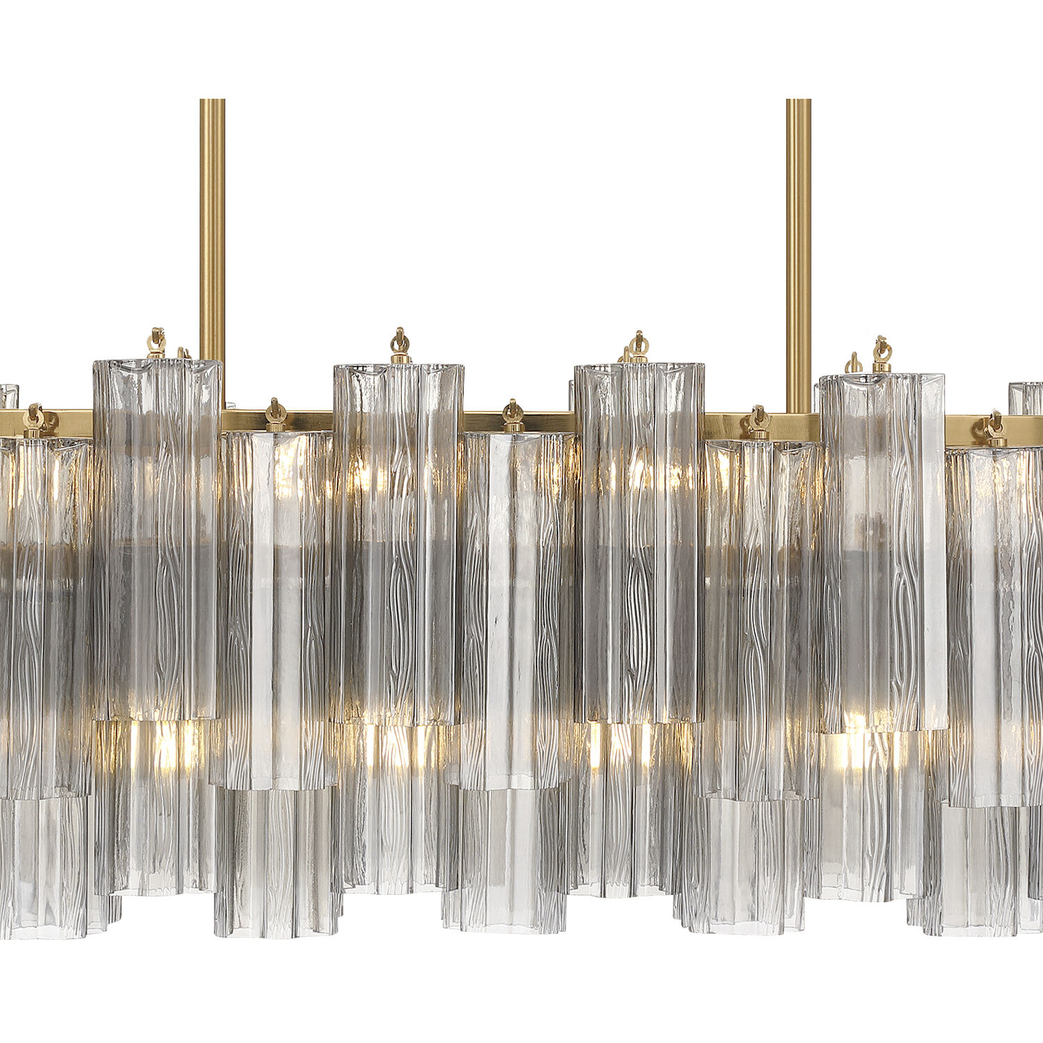 Addis 14 Light 51.75 inch Aged Brass Linear Chandelier Ceiling Light in Tronchi Glass Smoke
