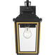 Hawkins 1 Light 14 inch Matte Black and Textured Gold Outdoor Sconce