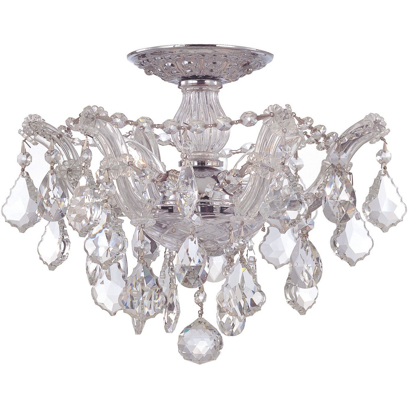Maria Theresa 3 Light 13.5 inch Polished Chrome Semi Flush Ceiling Light in Clear Swarovski Strass