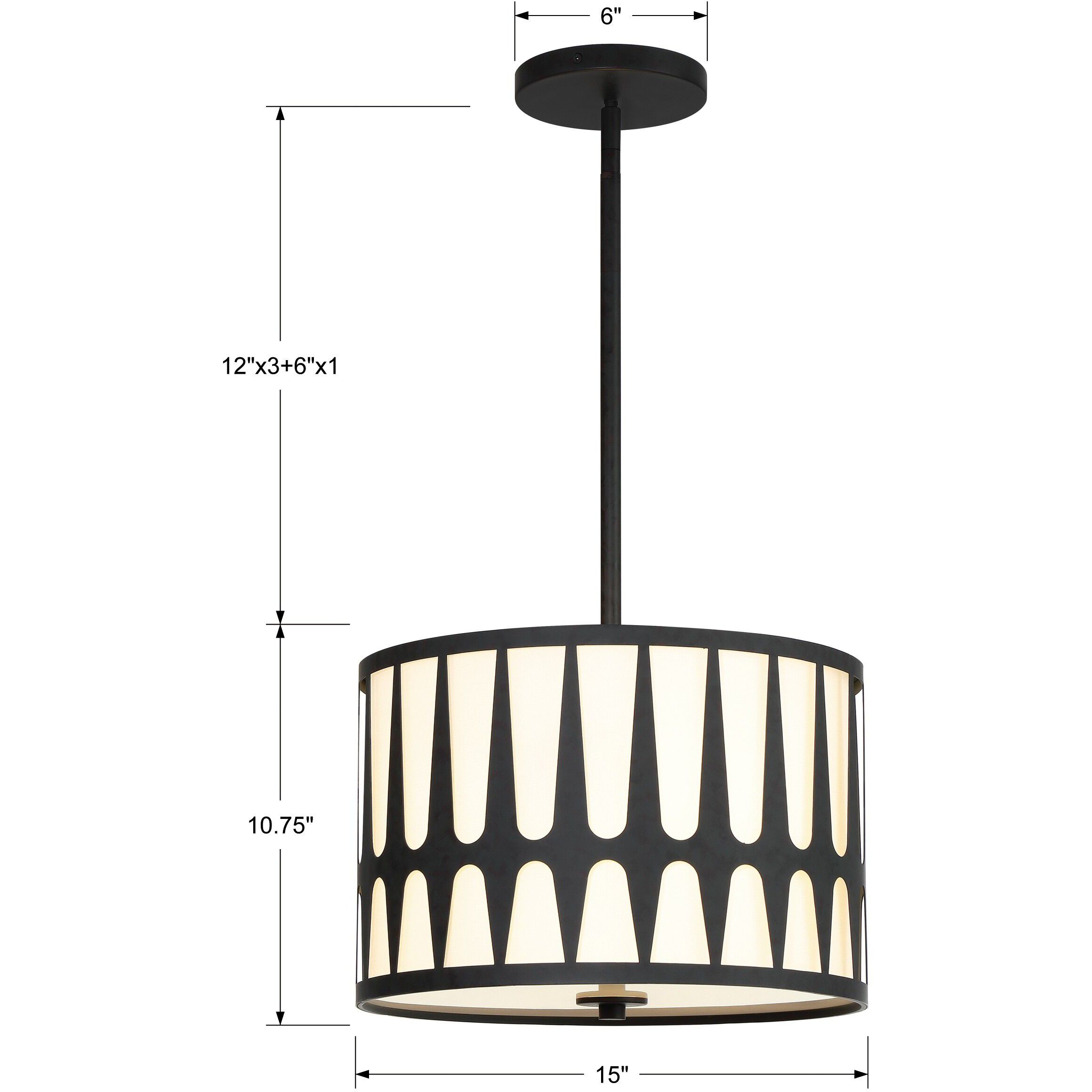 Royston 3 Light 15 inch Black Mini Chandelier Ceiling Light in Antique White