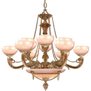 Natural Alabaster 12 Light 40 inch French White Chandelier Ceiling Light