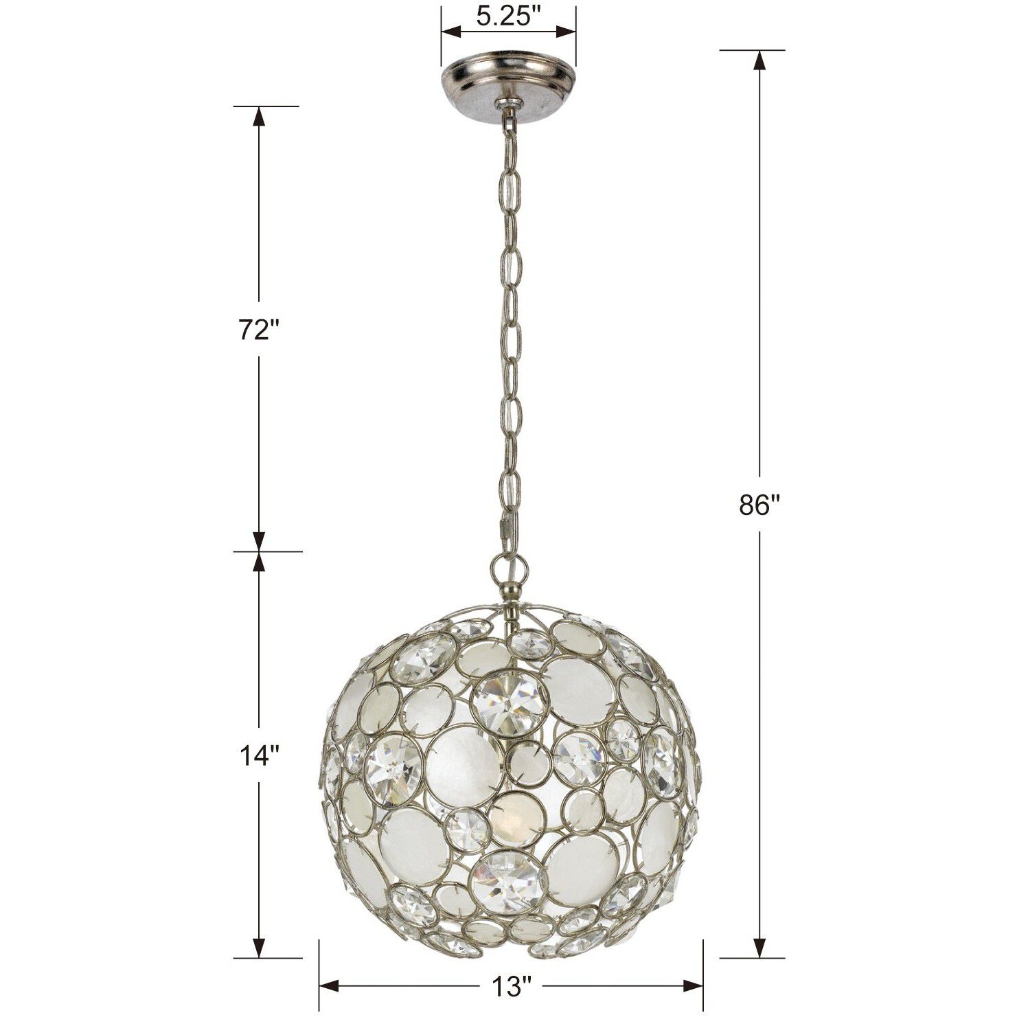 Palla 1 Light 13 inch Antique Silver Pendant Ceiling Light