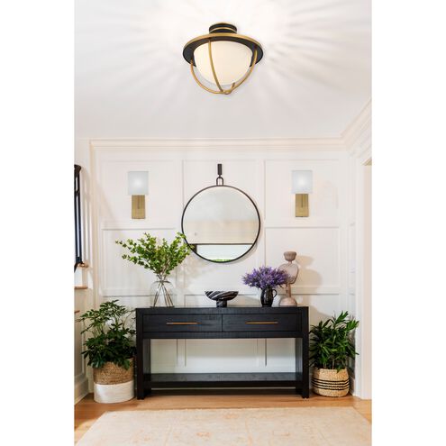 Atlas 2 Light 13.5 inch Matte Black/Textured Gold Outdoor Semi Flush