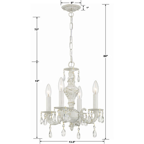 Paris Market 4 Light 13.5 inch Antique White Mini Chandelier Ceiling Light in Clear Hand Cut