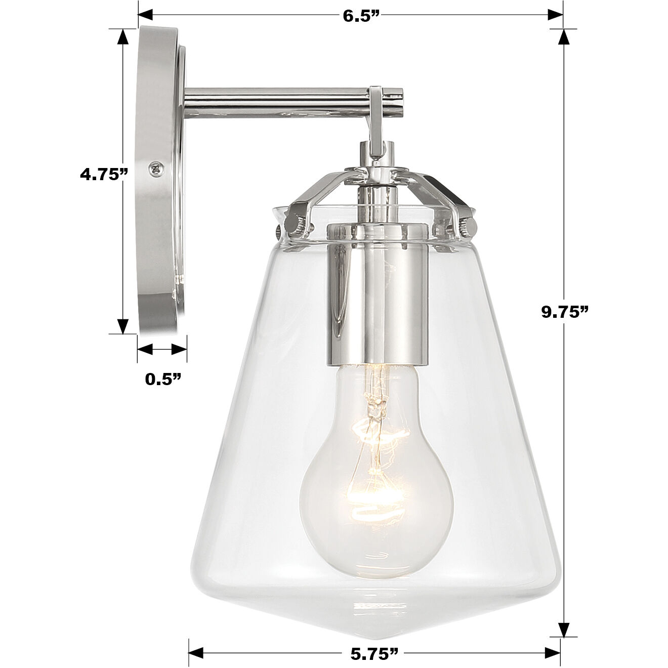 Voss 1 Light 5.75 inch Polished Nickel Sconce Wall Light