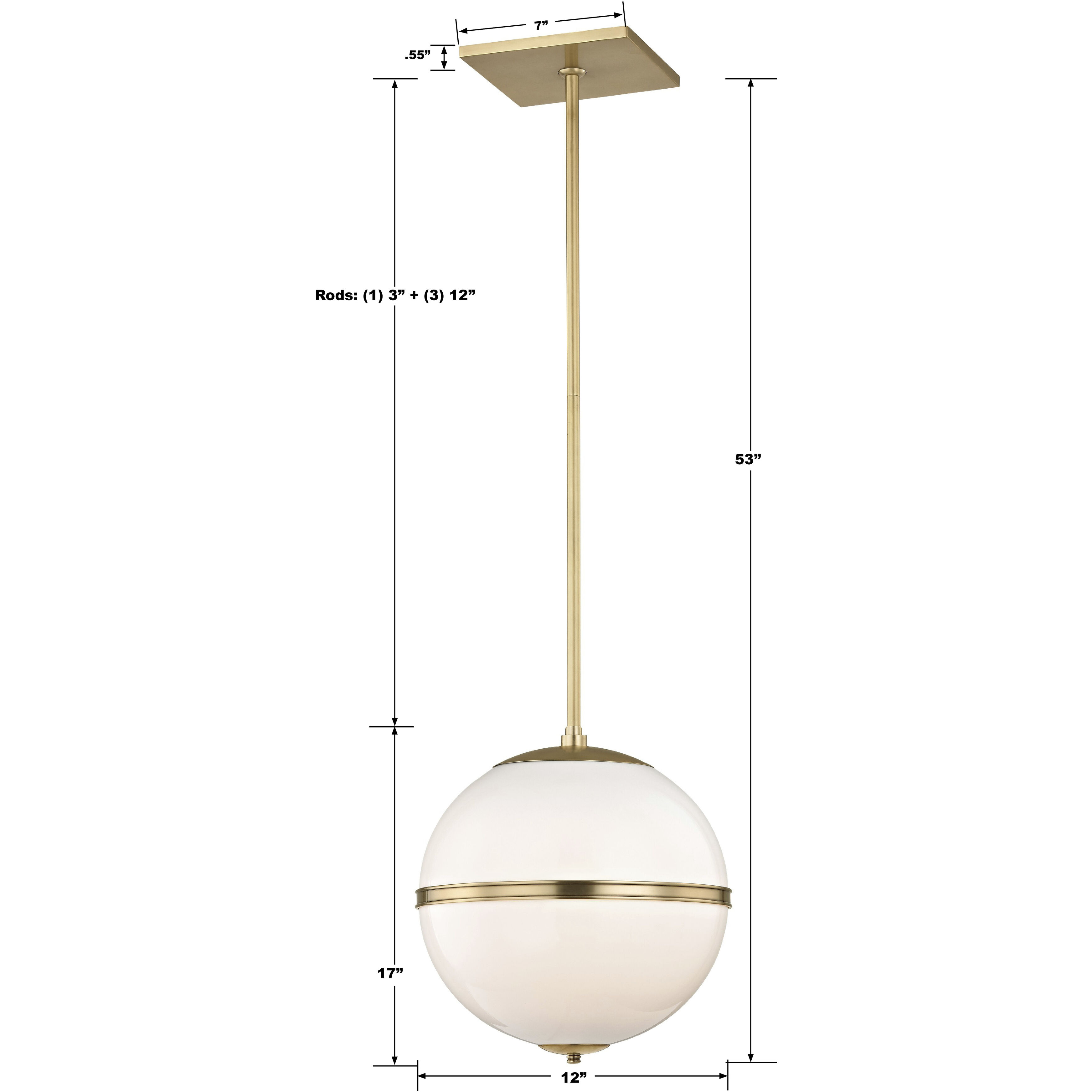 Truax 1 Light 12 inch Aged Brass Mini Pendant Ceiling Light