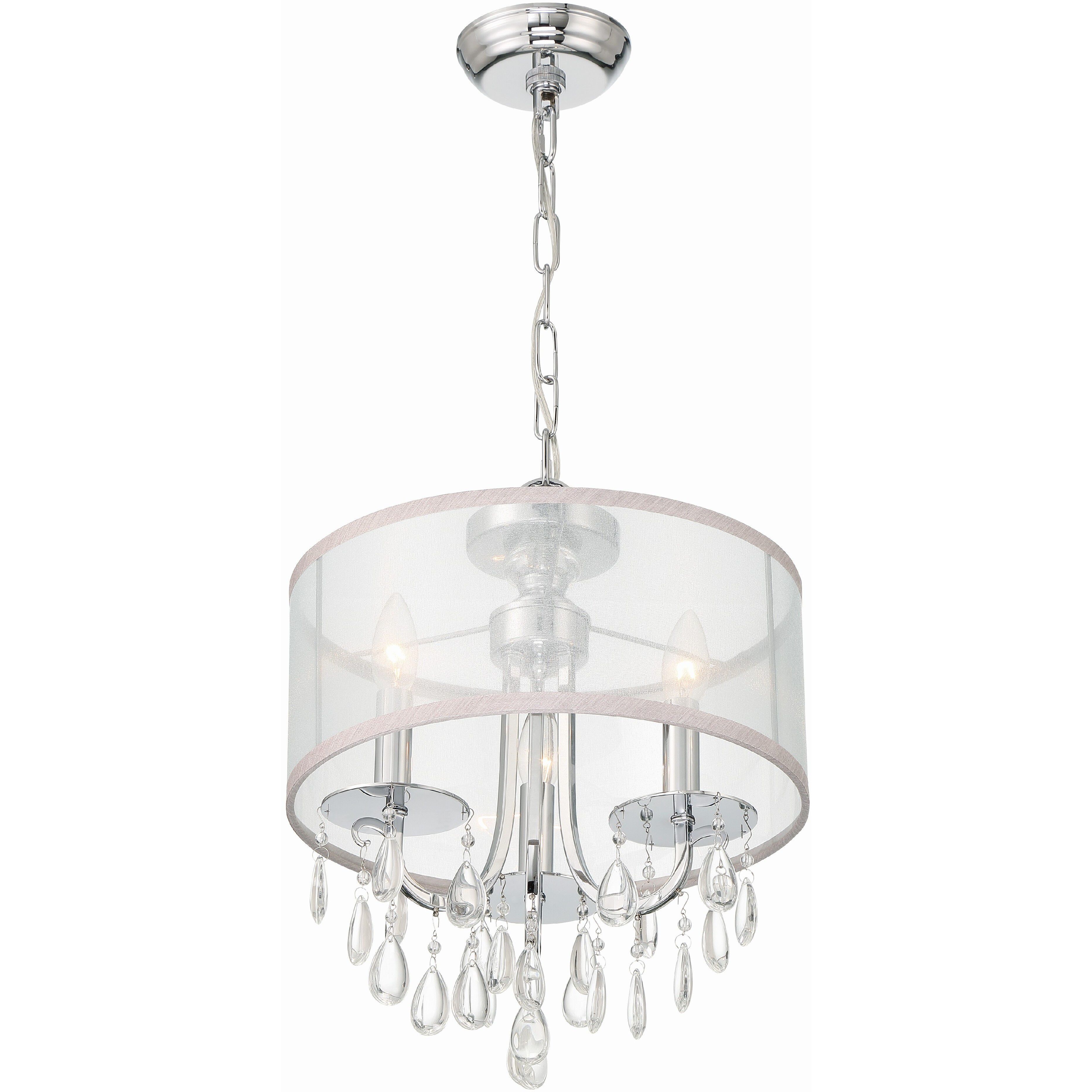 Hampton 3 Light 14 inch Polished Chrome Mini Chandelier Ceiling Light