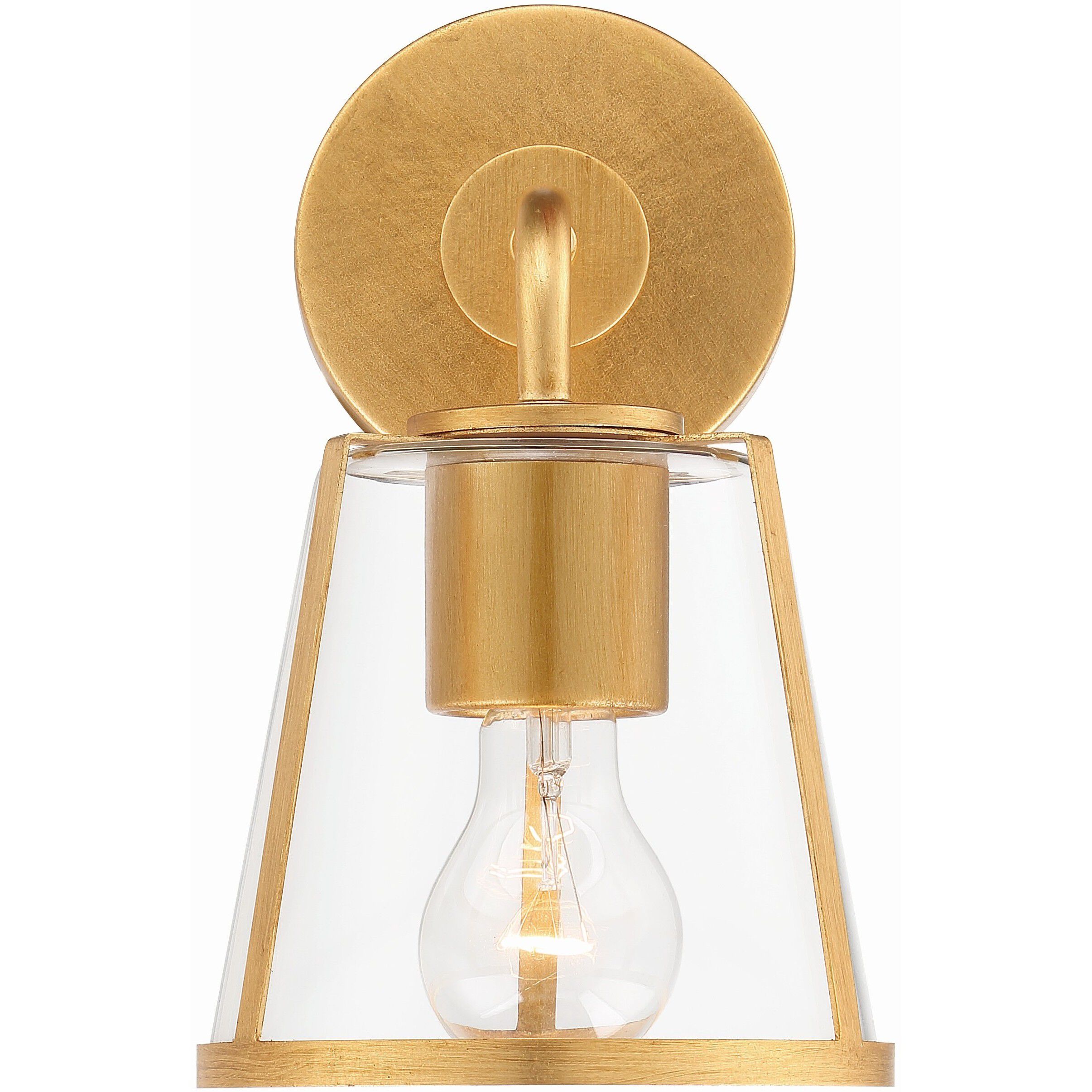 Fulton Bath Sconce Wall Light in Antique Gold, Clear