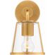 Fulton Bath Sconce Wall Light in Antique Gold, Clear