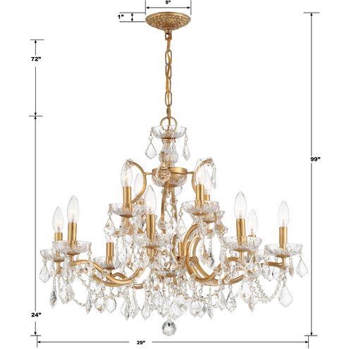 Filmore 12 Light 29 inch Antique Gold Chandelier Ceiling Light in Clear Spectra