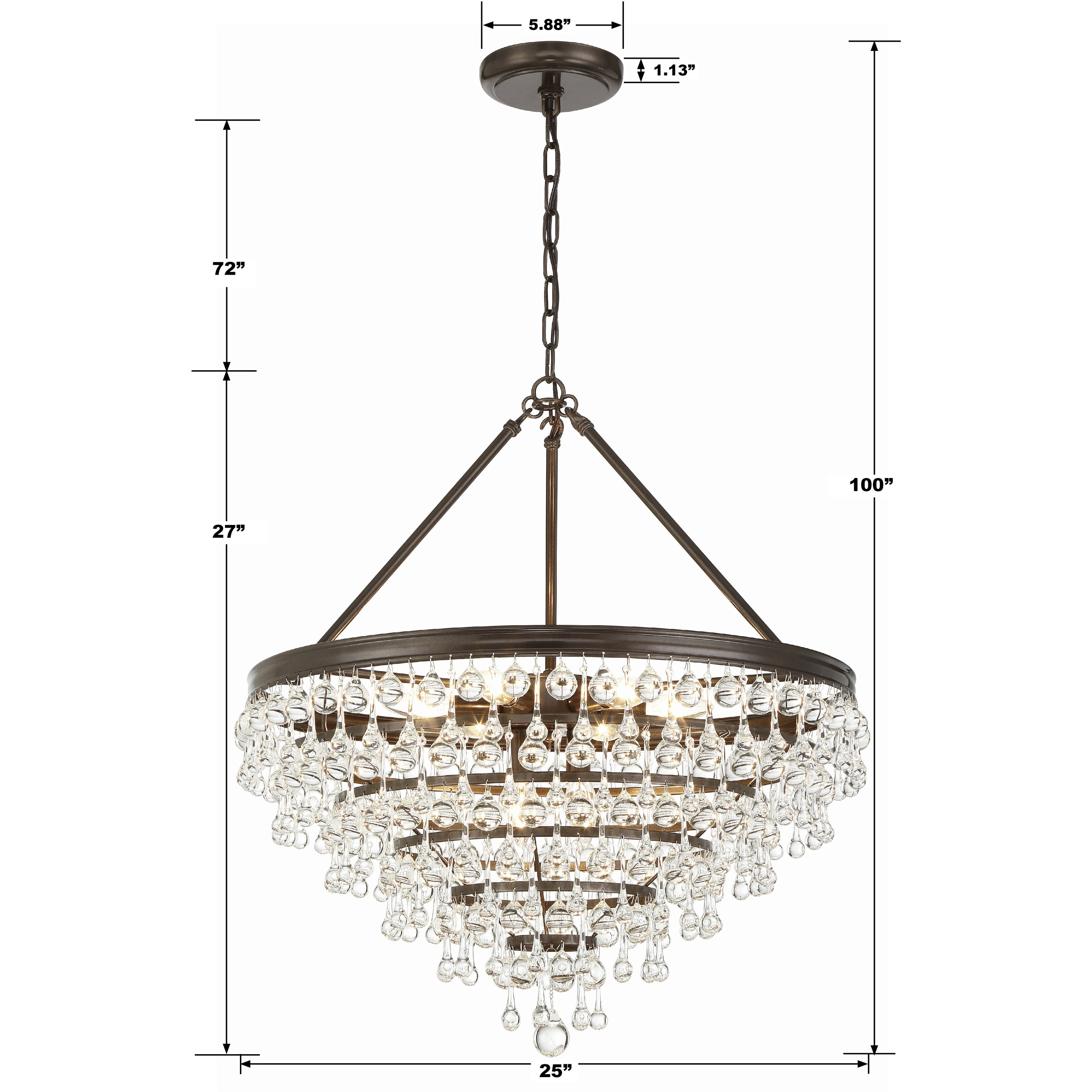 Calypso 8 Light 25 inch Vibrant Bronze Chandelier Ceiling Light
