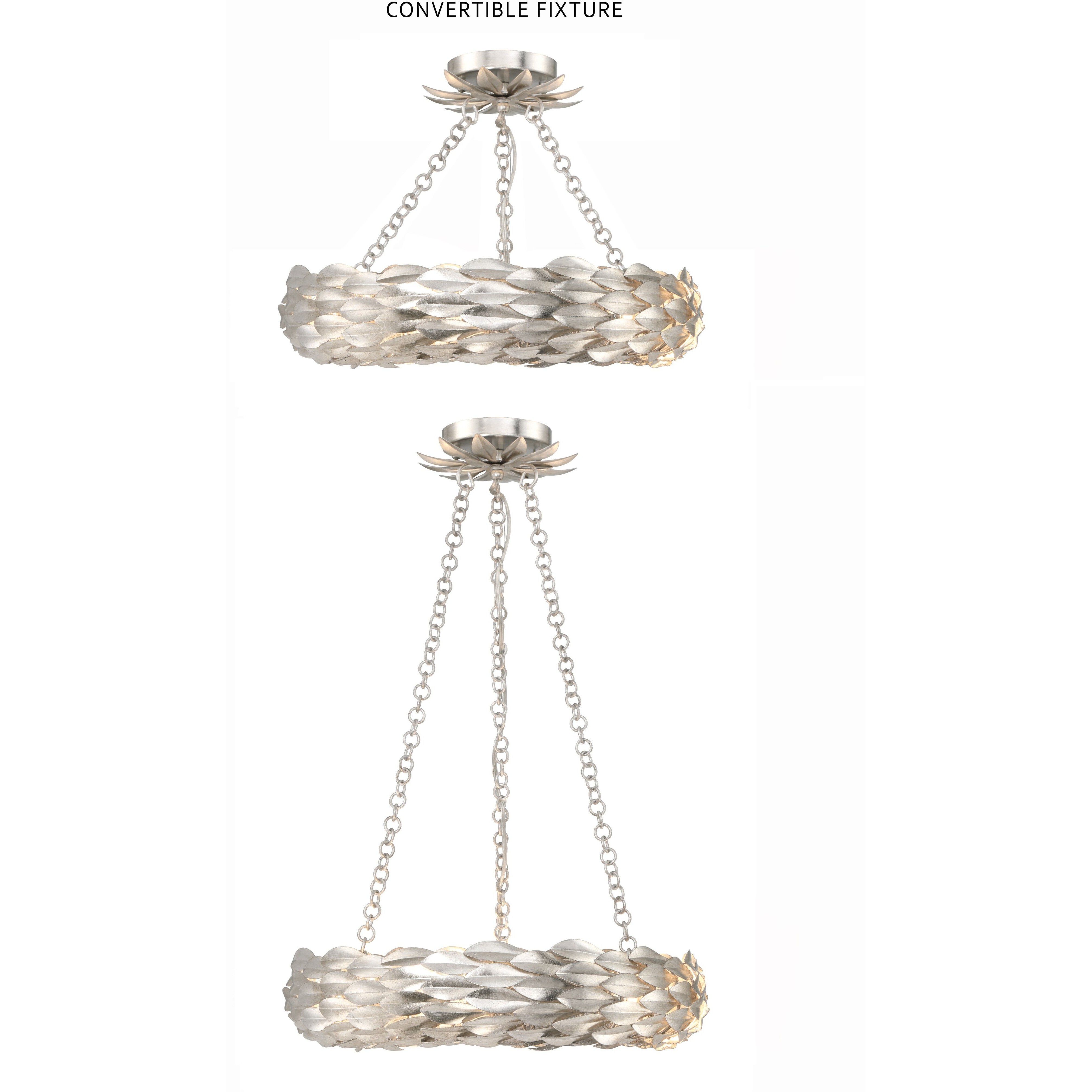 Broche 6 Light 18 inch Antique Silver Chandelier Ceiling Light