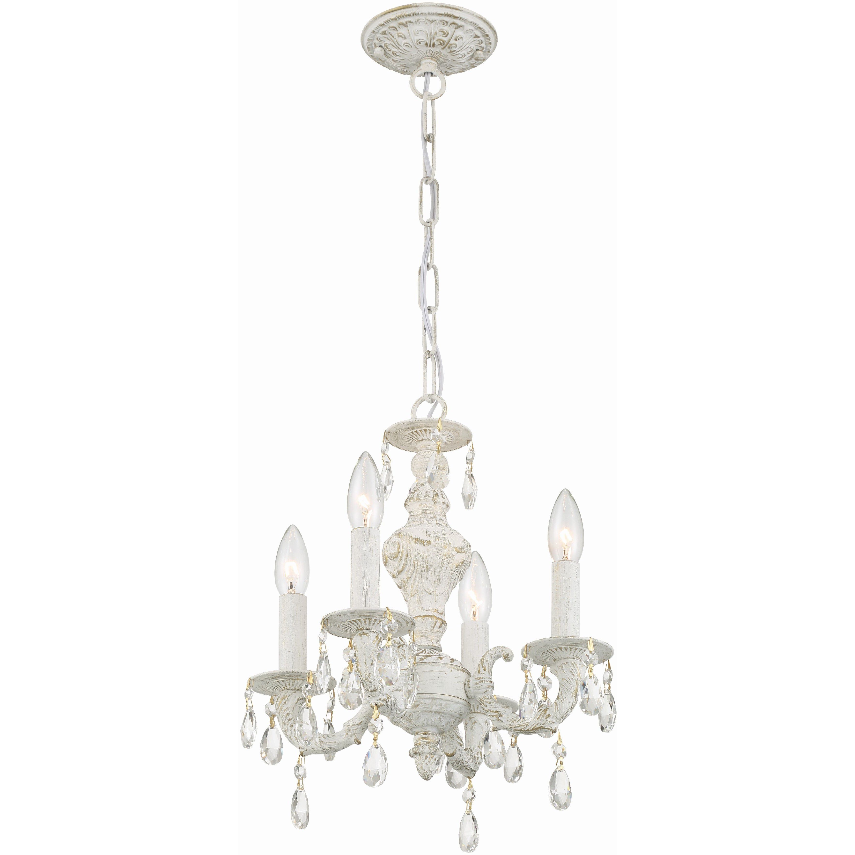 Paris Market 4 Light 13.5 inch Antique White Mini Chandelier Ceiling Light in Clear Hand Cut