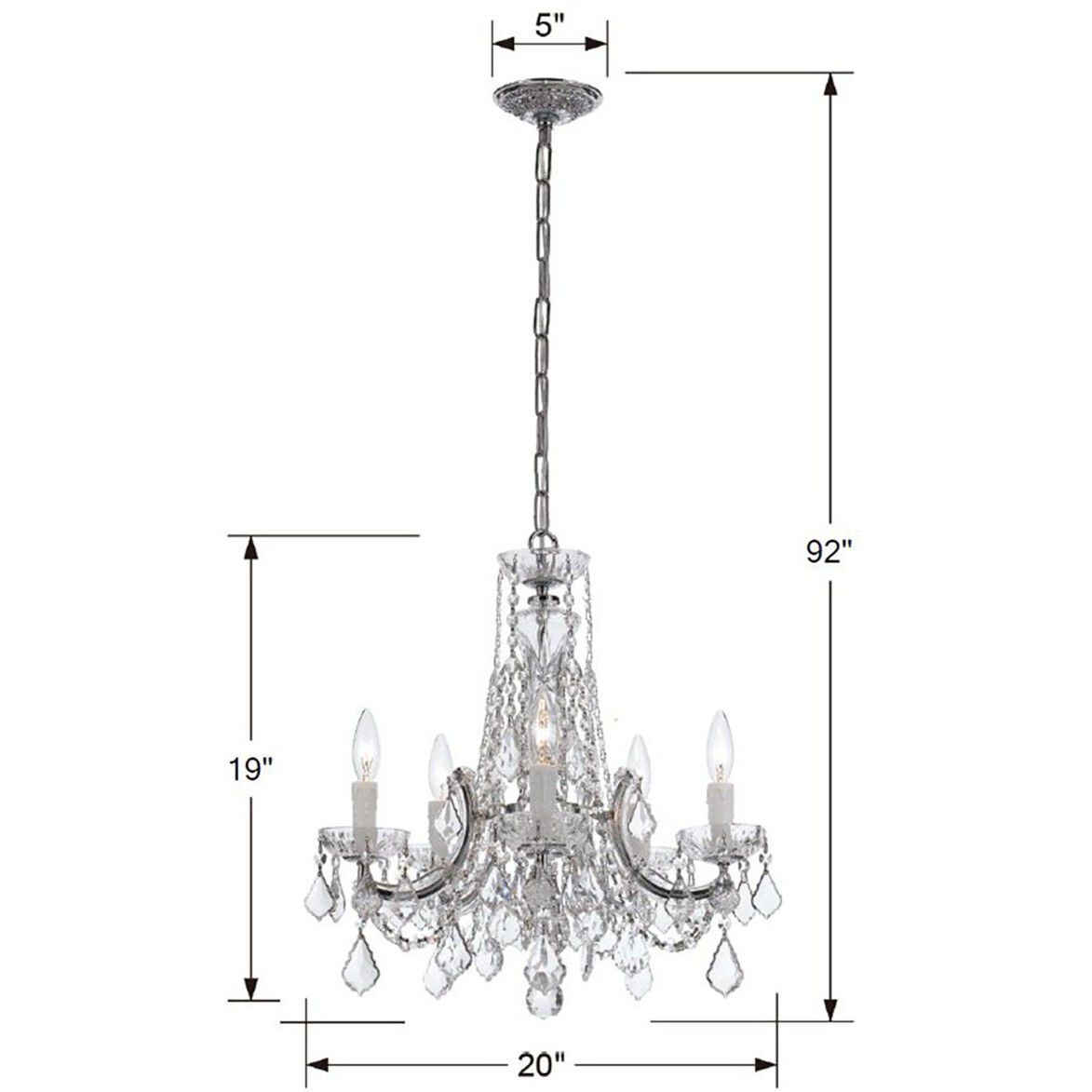 Maria Theresa 5 Light 20 inch Polished Chrome Chandelier Ceiling Light in Clear Swarovski Strass