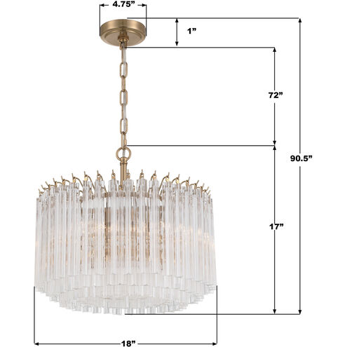 Lofton 5 Light 18 inch Aged Brass Chandelier Ceiling Light